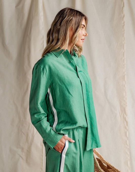 Image of a model wearing Tops. Productname: Elemental Shirt - in Green colour by brand - Foxwood