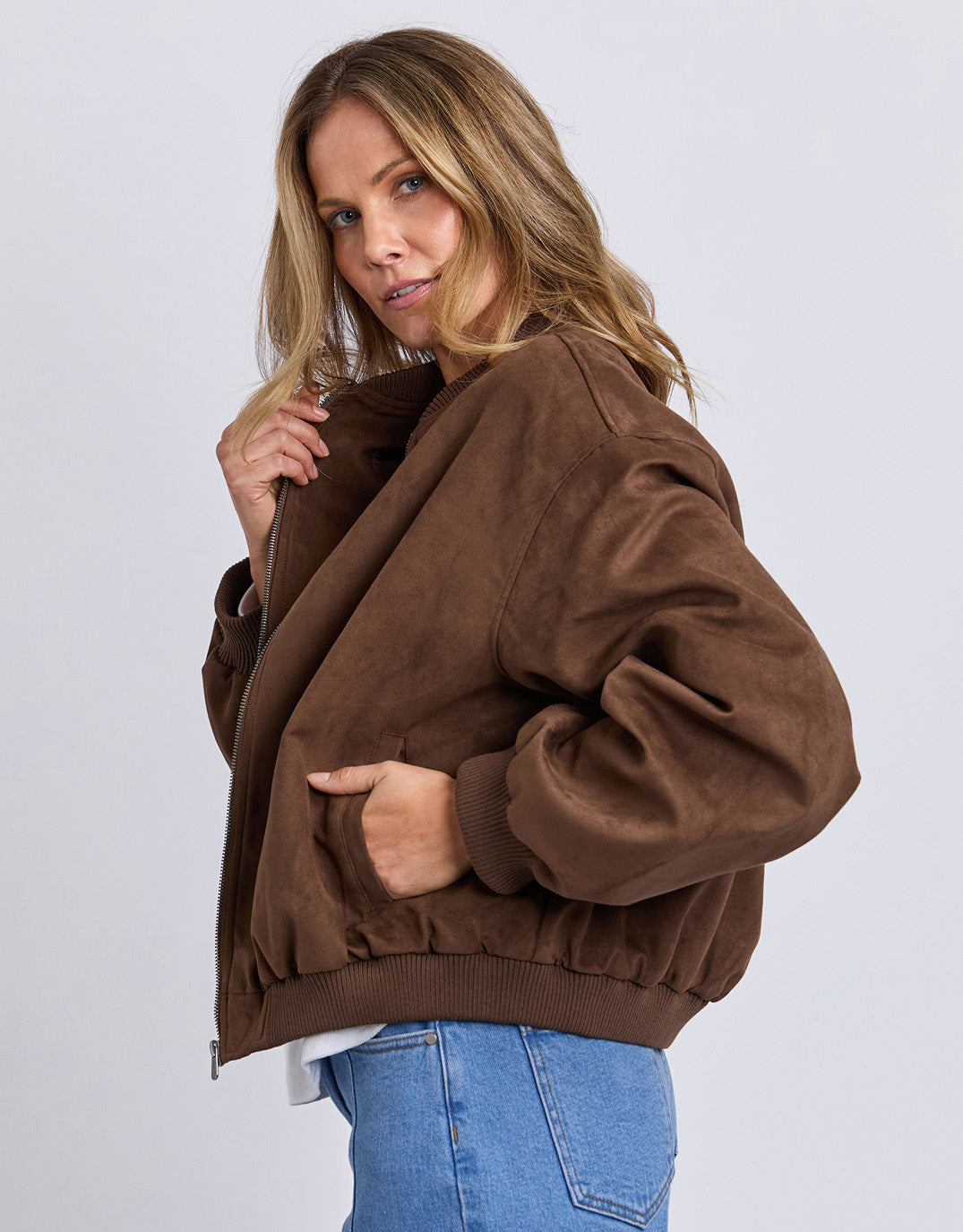 Foxwood Evie Suede Bomber (Chocolate)