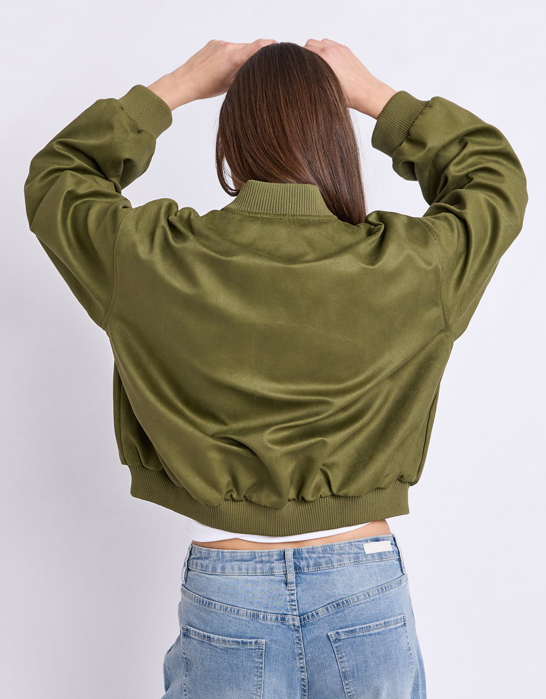 Foxwood Evie Suede Bomber (Olive)
