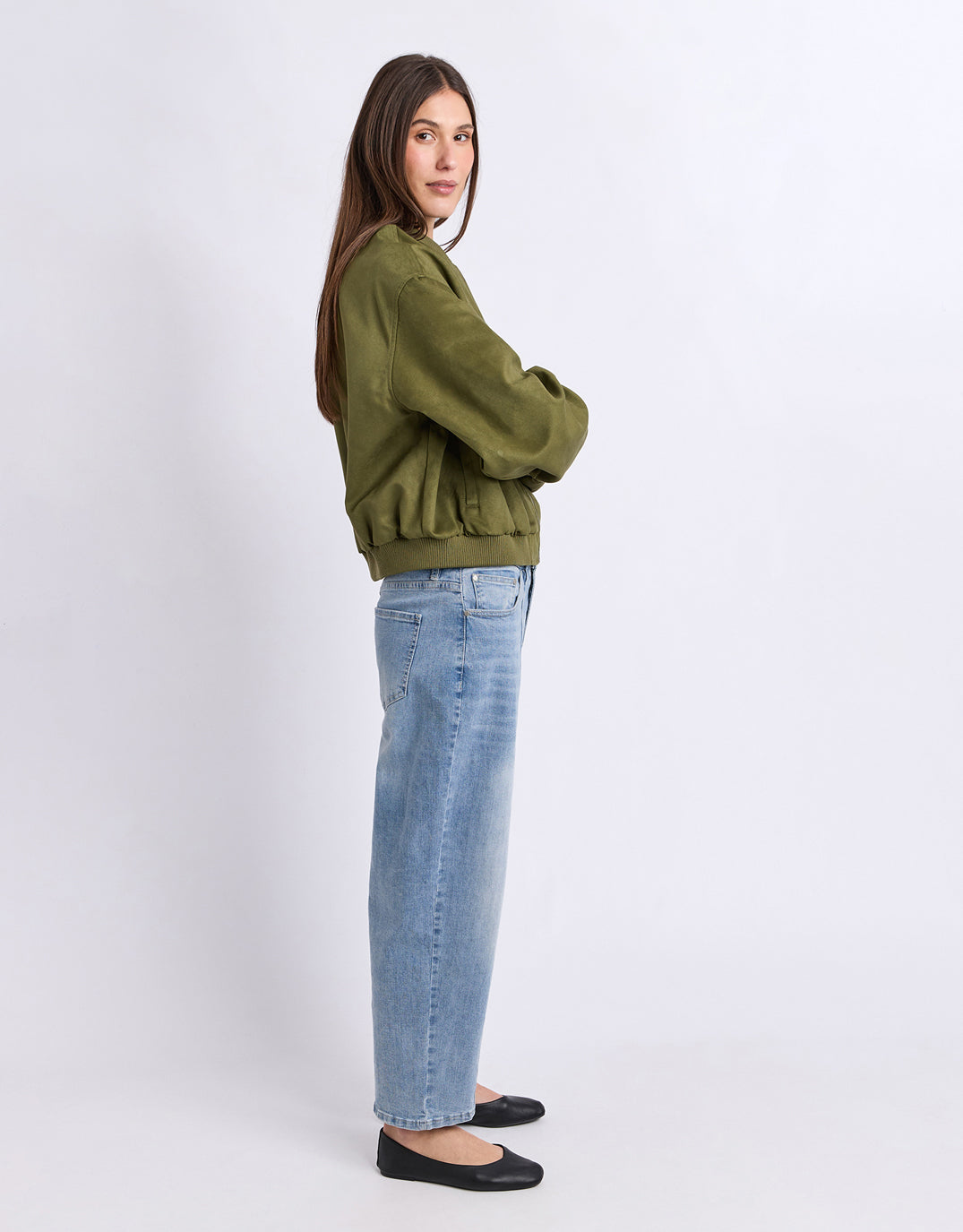 Foxwood Evie Suede Bomber (Olive)