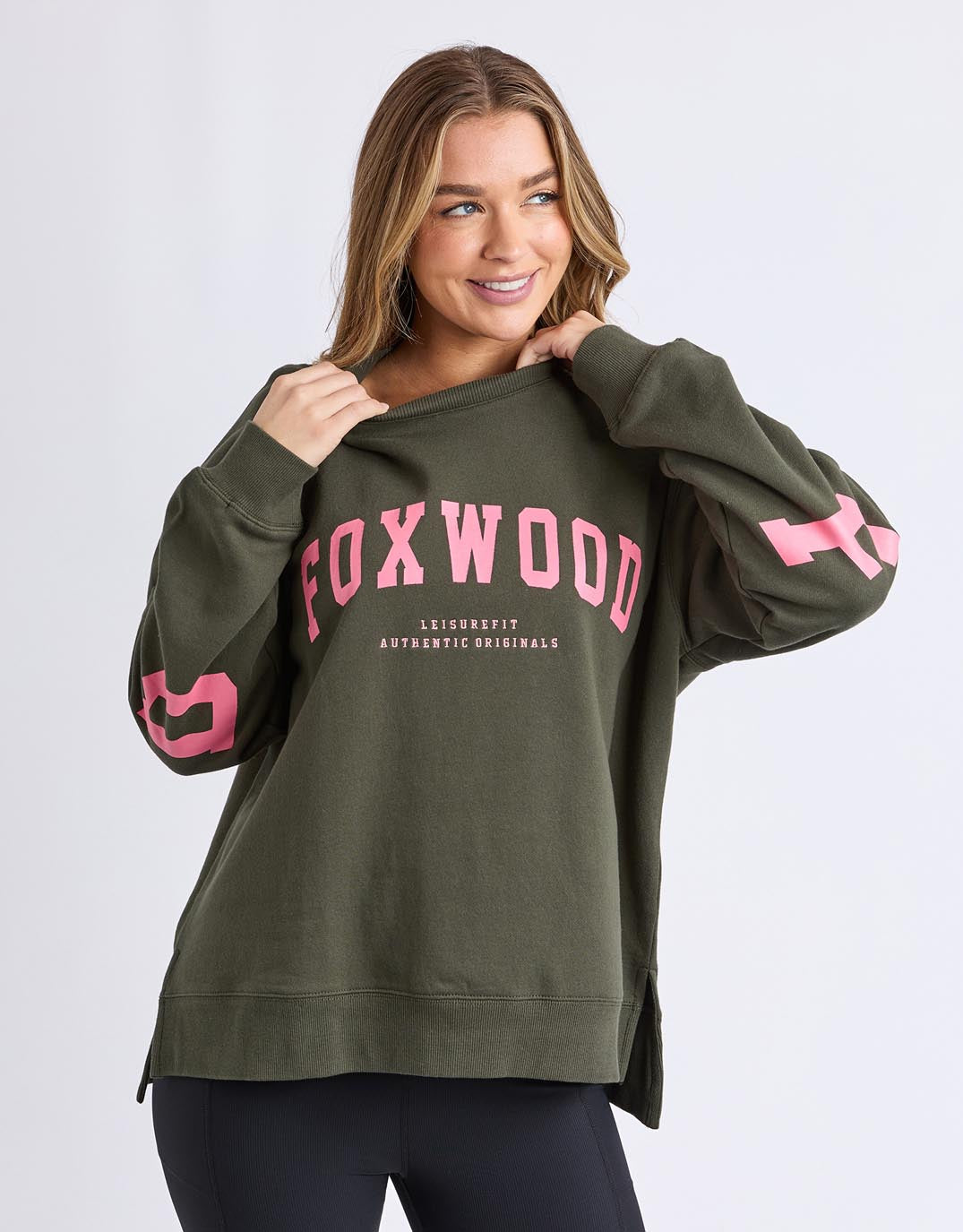 Image of Others. Productname: Interval Crew - in Dark Khaki / Coral colour by brand - Foxwood