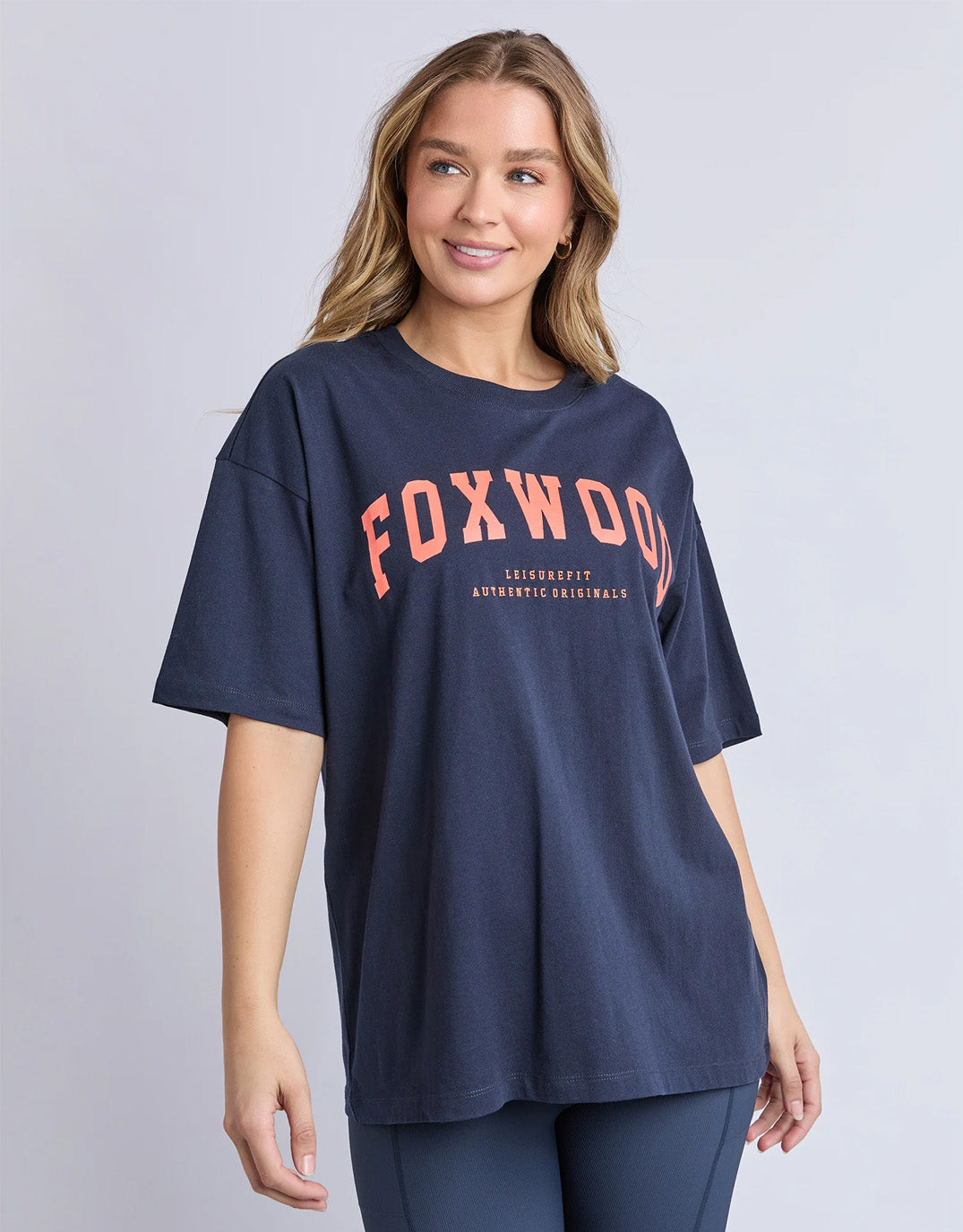 Image of T-Shirts. Product name - Interval Tee Navy/Orange in Navy/Orange colour by brand - Foxwood