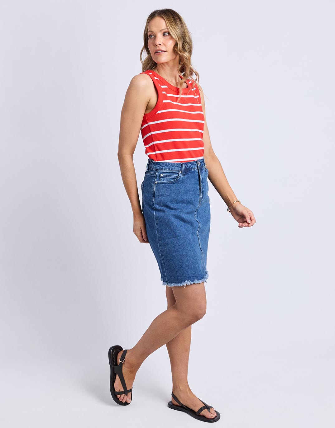 Foxwood Iris Stripe Tank (Tangelo / White Stripe)