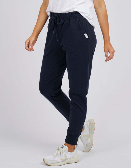 Image of a model wearing Pants. Productname: Lazy Days Pants - in Navy colour by brand - Foxwood