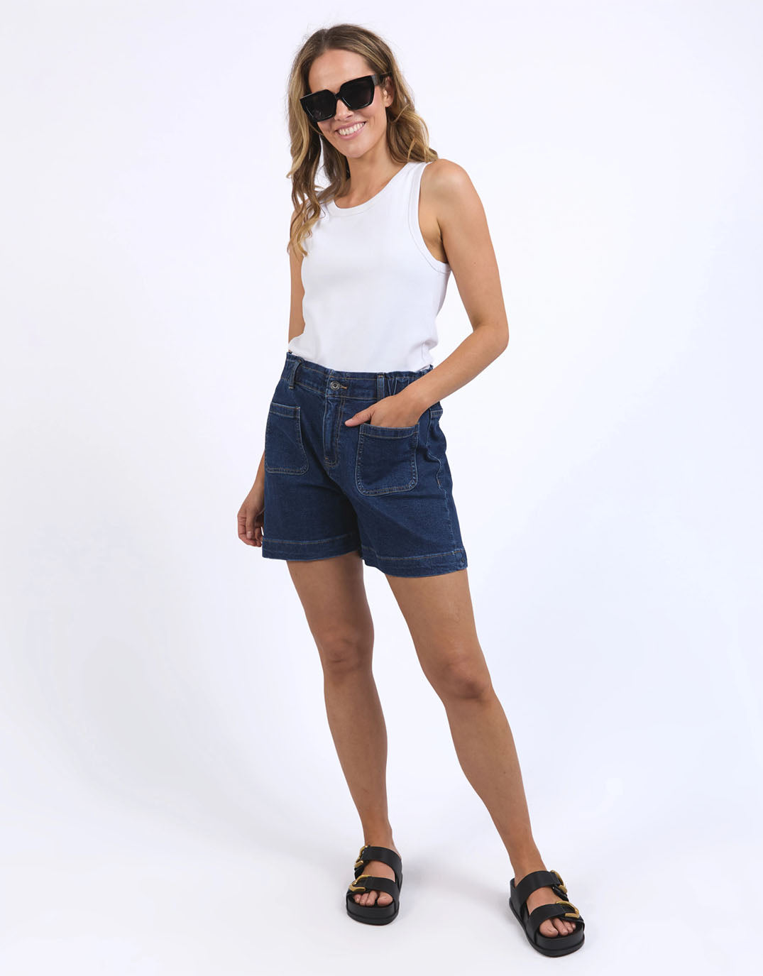 Elm Lennox Denim Shorts (Dark Blue Wash)