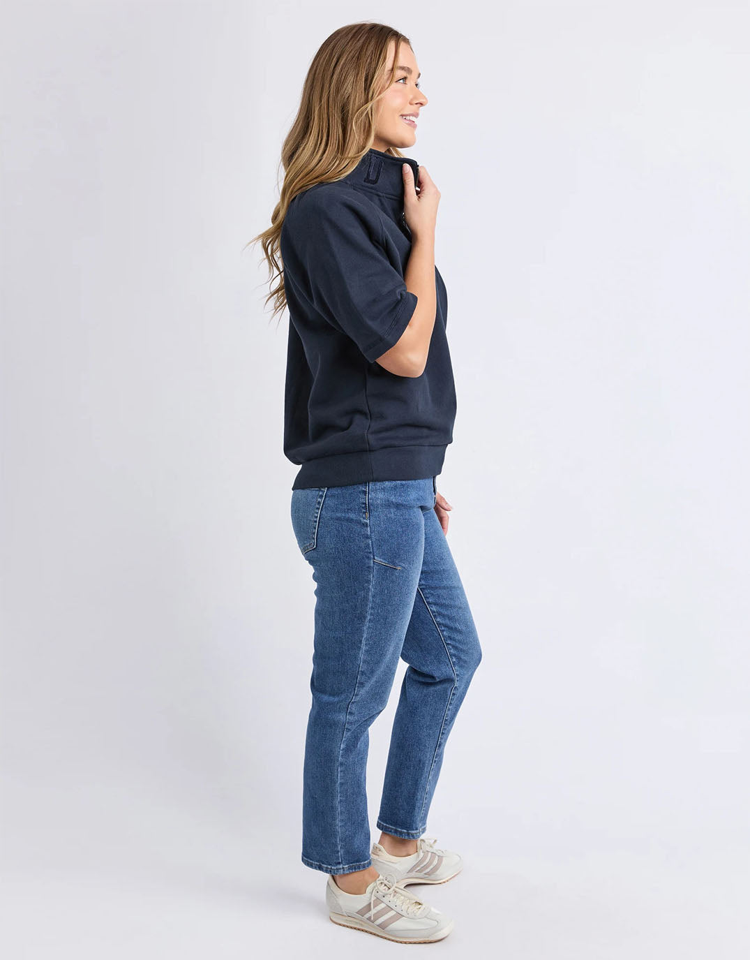Foxwood Piped Crew Solid (Navy)