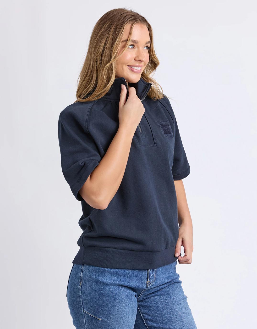 Foxwood Piped Crew Solid (Navy)