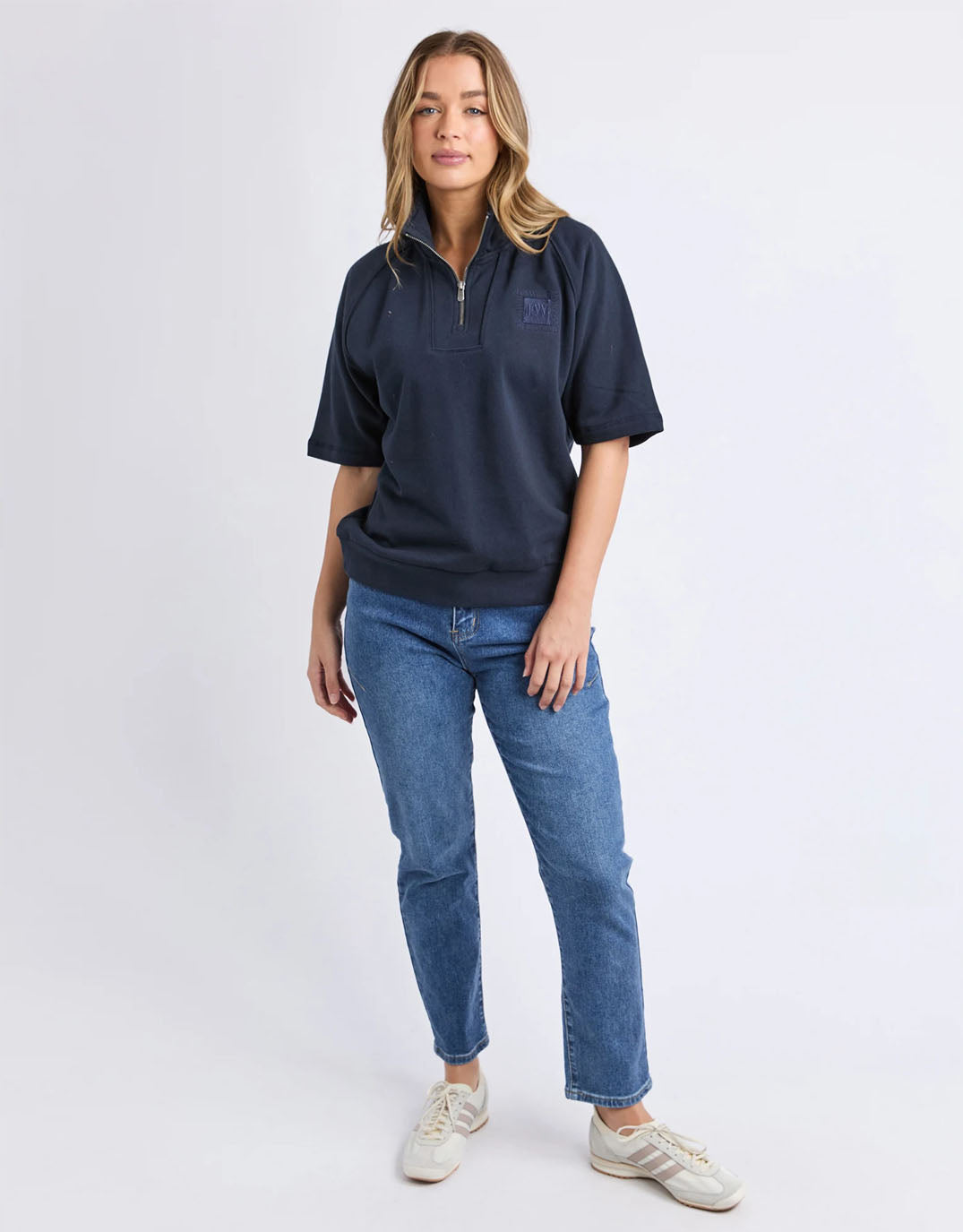 Foxwood Piped Crew Solid (Navy)