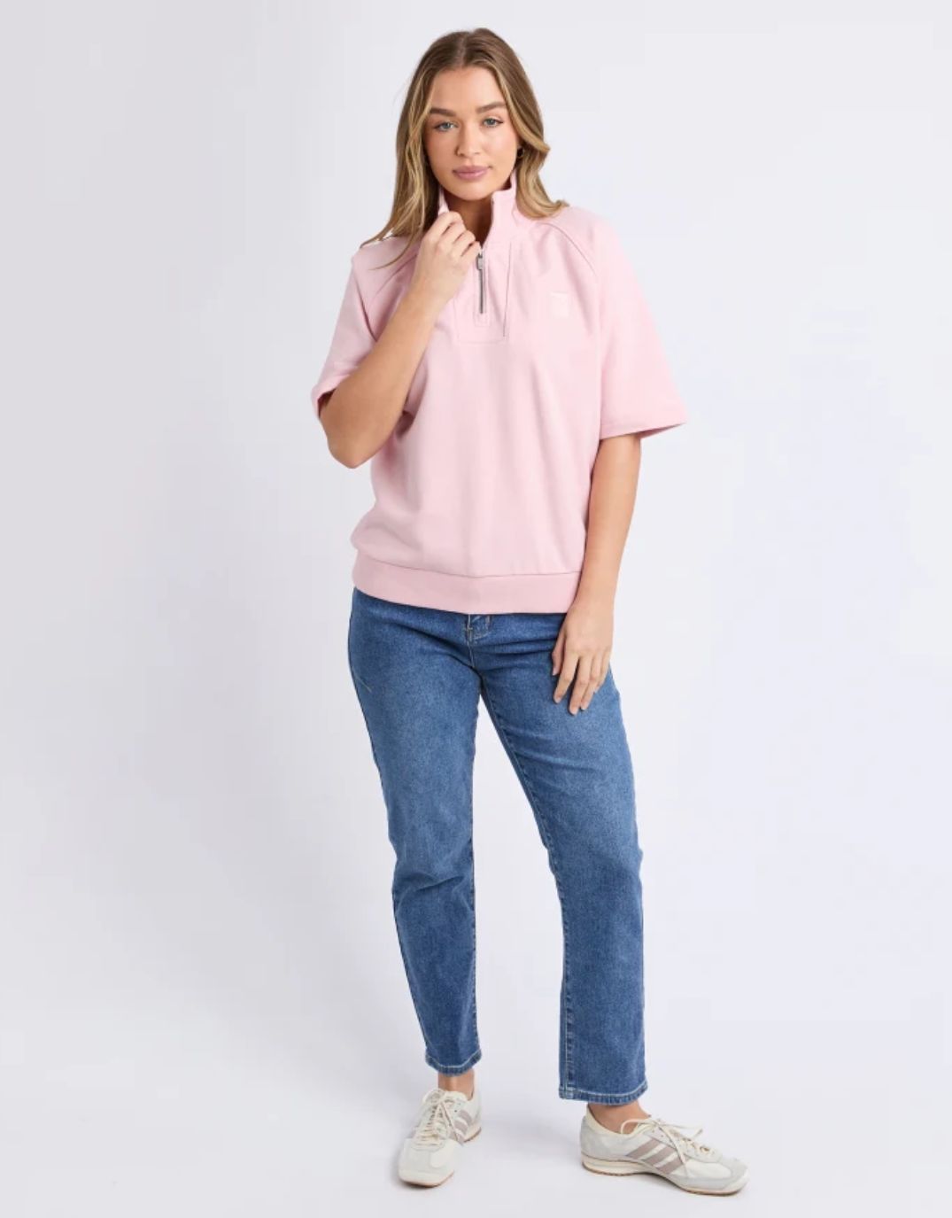 Foxwood Piped Crew Solid (Pale Pink)