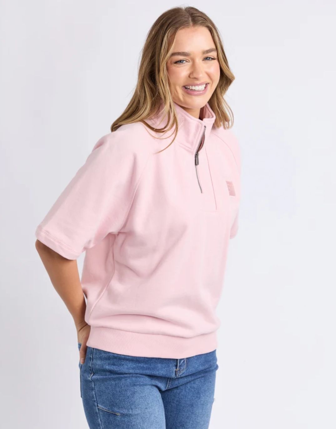 Foxwood Piped Crew Solid (Pale Pink)