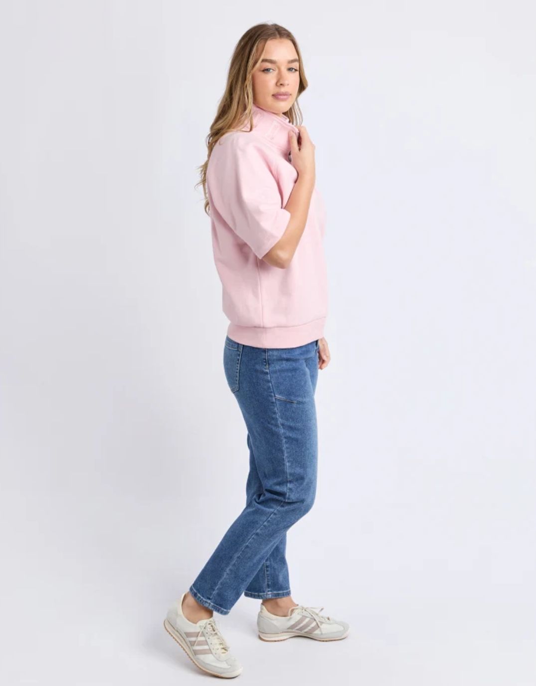 Foxwood Piped Crew Solid (Pale Pink)