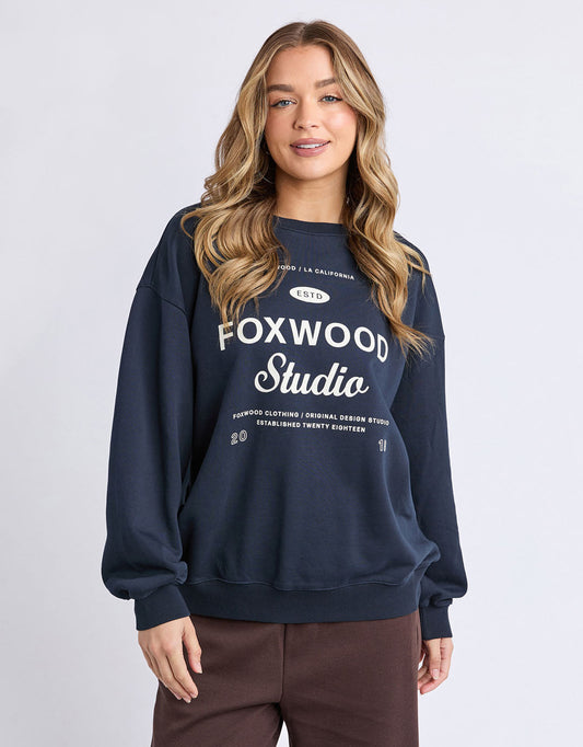 Image of a model wearing Outerwear. Product name - Studio Crew Dark Sapphire in Dark Sapphire colour by brand - Foxwood