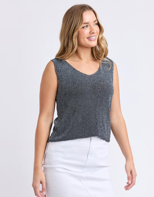 Image of a model wearing Outerwear. Productname: Whitby Knit Top - in Black colour by brand - Foxwood