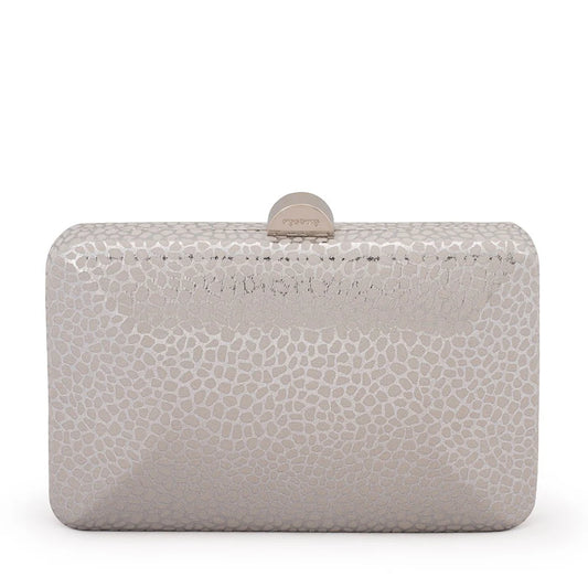 Olga Berg FRANKIE Embossed Clutch (Silver)