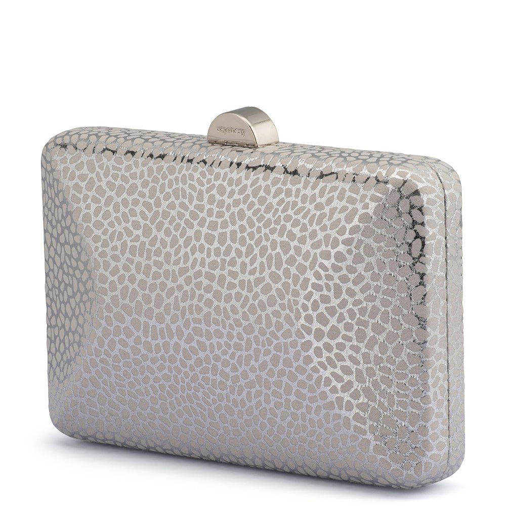 Olga Berg FRANKIE Embossed Clutch (Silver)