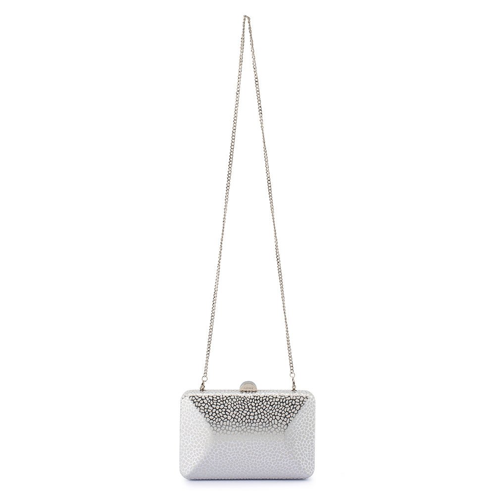 Olga Berg FRANKIE Embossed Clutch (Silver)