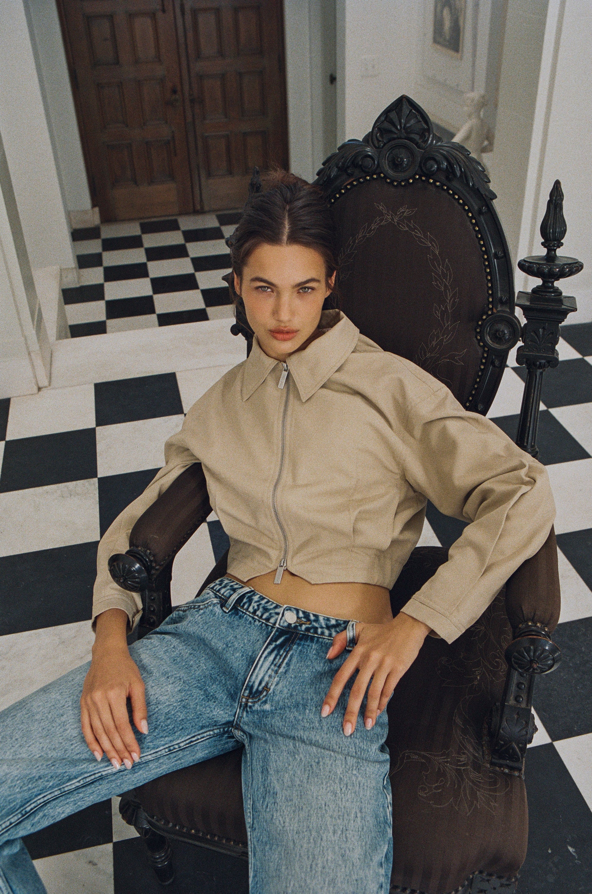 Image of Coats & Jackets. Product name - Fred Jacket in Beige colour by brand - With Jéan