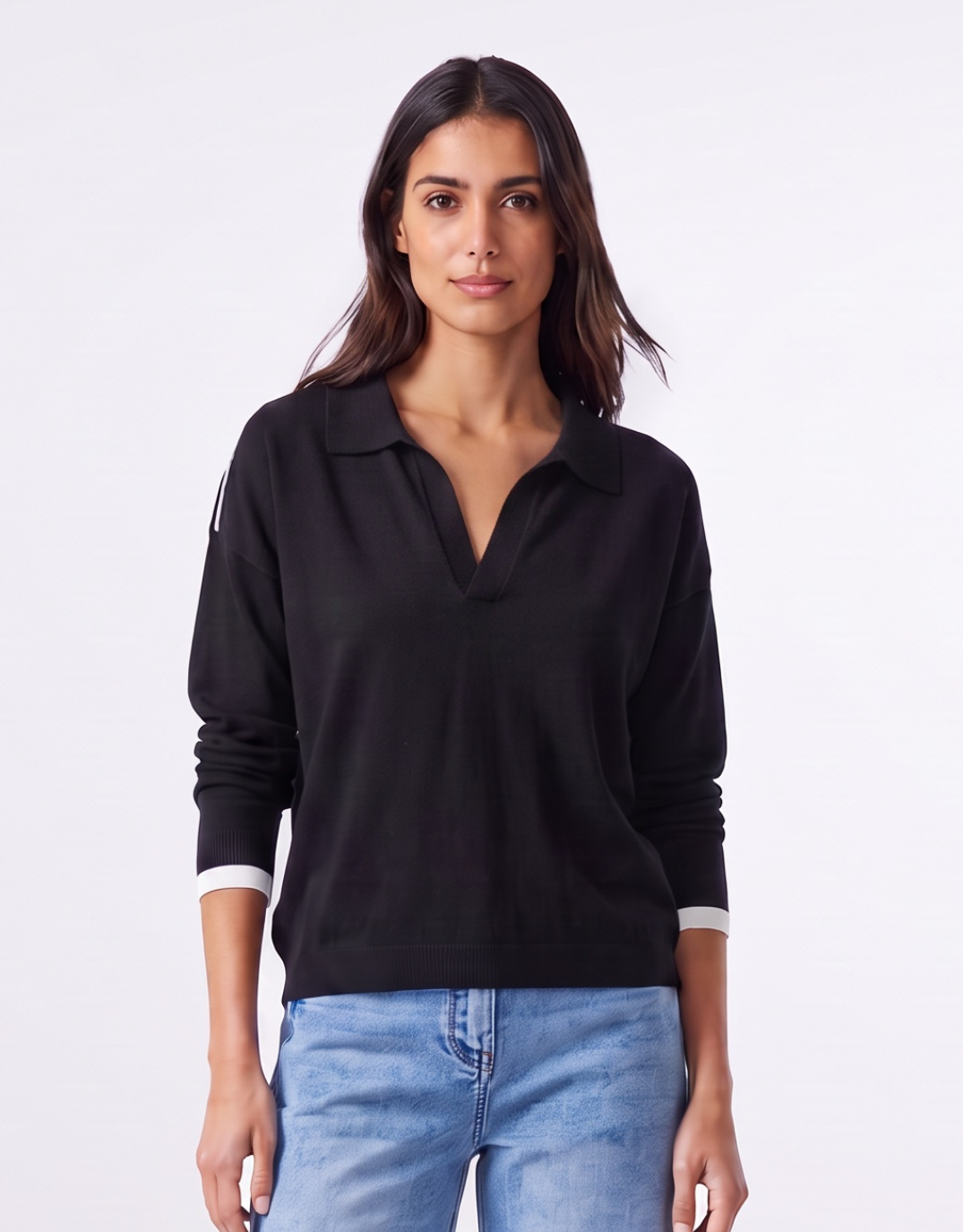 White & Co. Polo Frenchie Knit (Black)