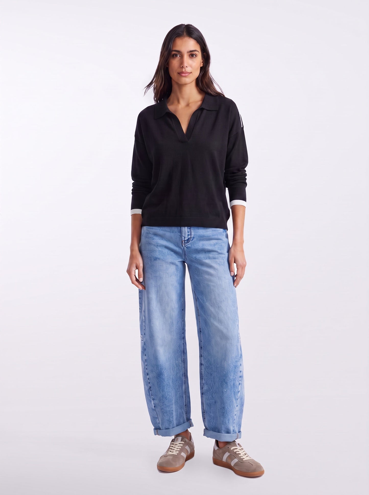 White & Co. Polo Frenchie Knit (Black)