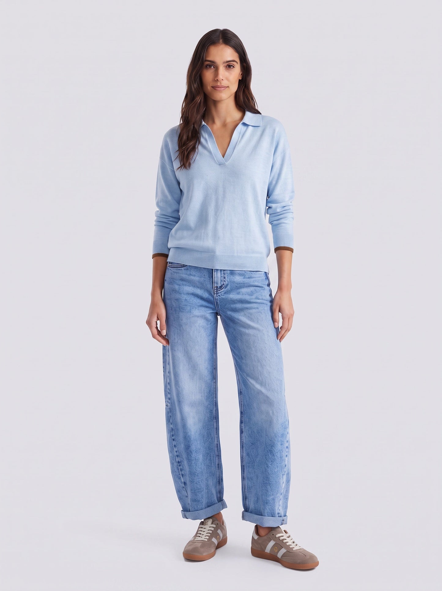 White & Co. Polo Frenchie Knit (Ice Blue)
