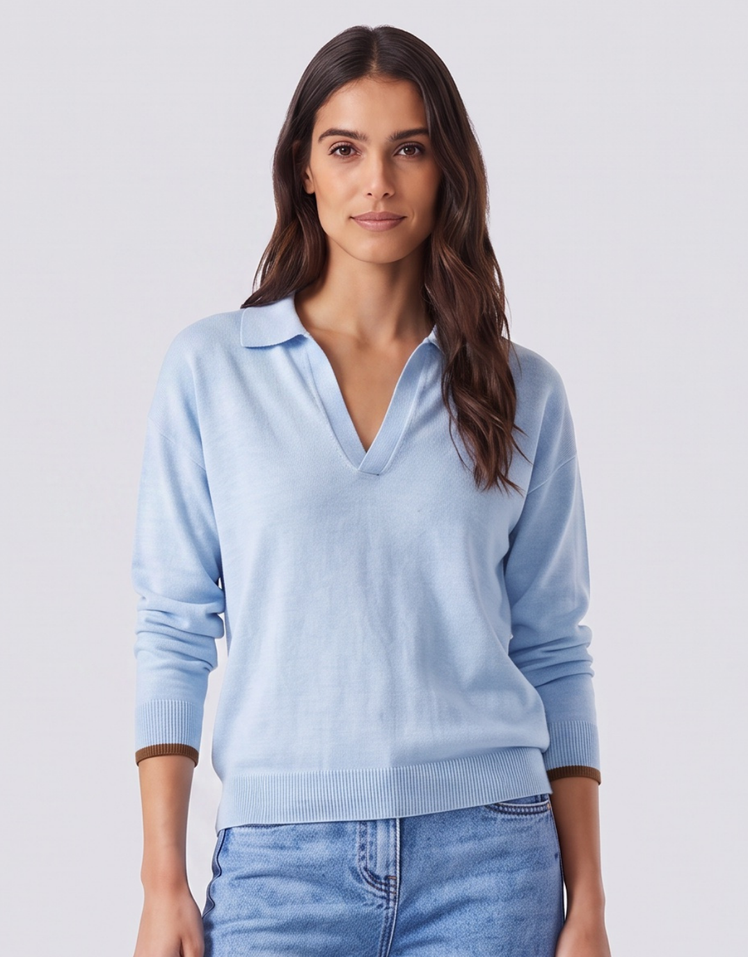 White & Co. Polo Frenchie Knit (Ice Blue)