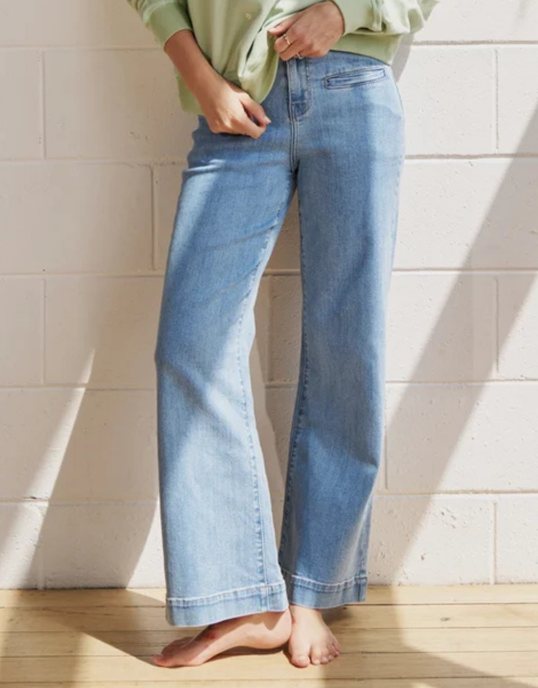 Image of Jeans. Product name - Freya Jean Skye Blue in Skye Blue colour by brand - Kireina