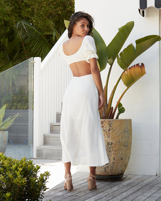 HEYCHIC Gabriella Cut Out Maxi Dress (White)