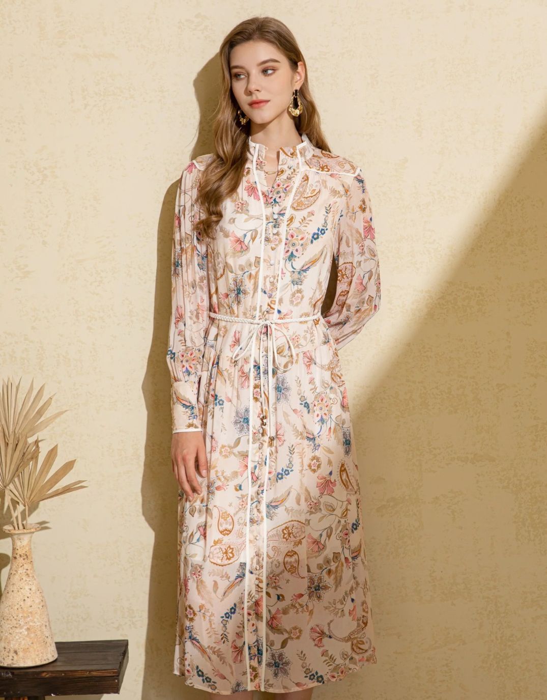 GDS Alexandra Dress (Beige Print)