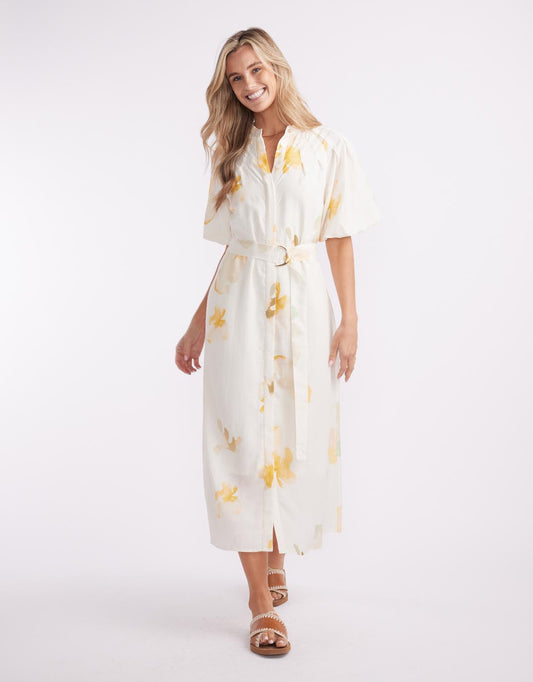Image of Dresses. Productname: Fae Printed Short Sleeve Dress - in Cream Floral colour by brand - GDS