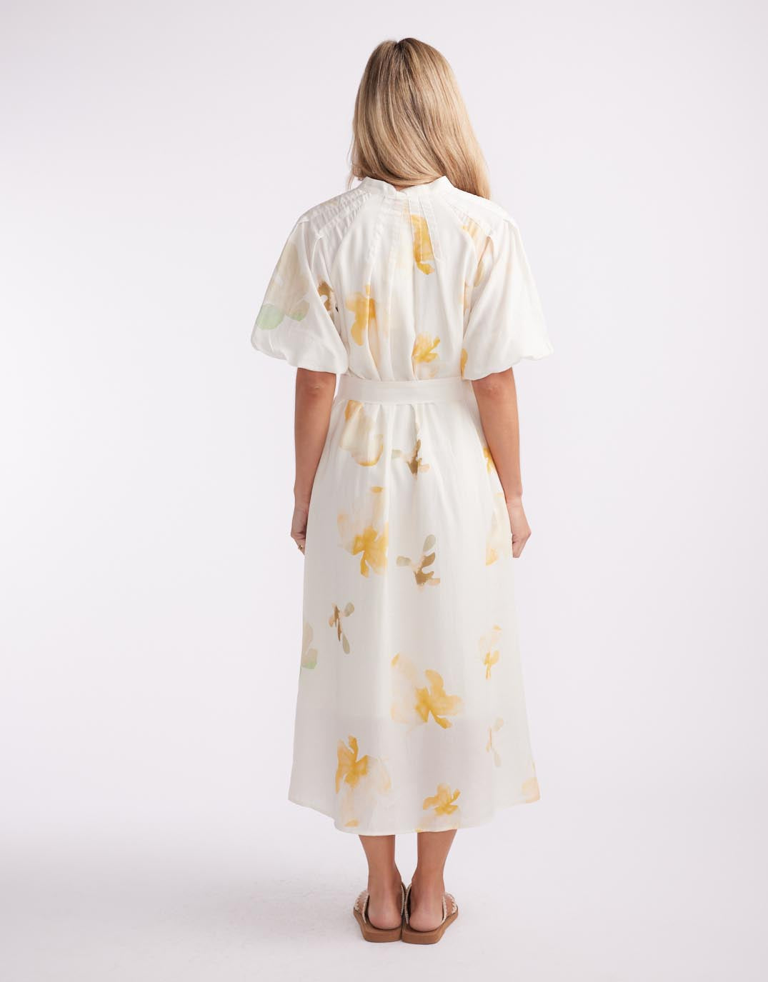GDS Fae Printed Short Sleeve Dress (Cream Floral)