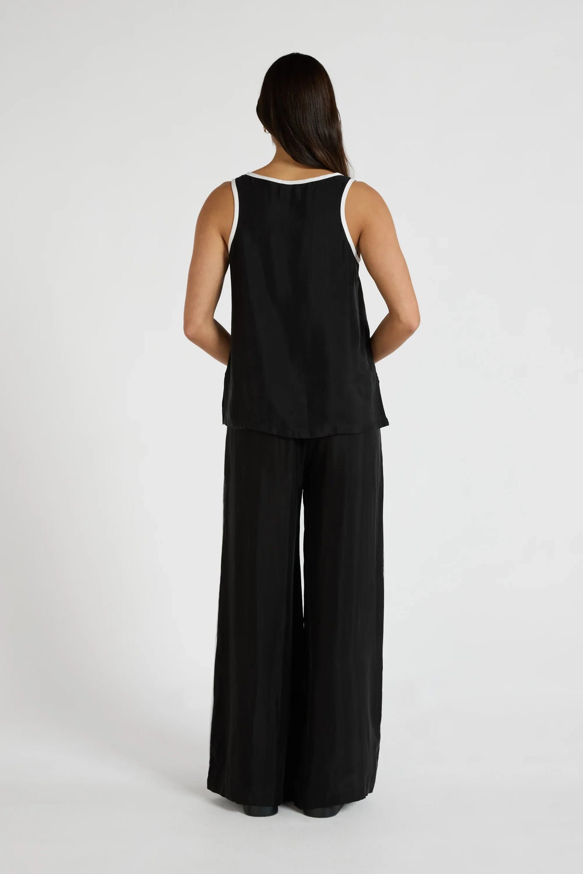 Cupro Contrast Tank (Black)