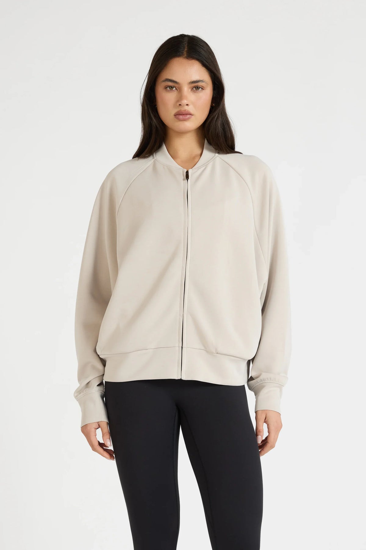 Image of Coats & Jackets. Product name - Soft Luxury Bomber Jacket in Stone colour by brand - All Fenix