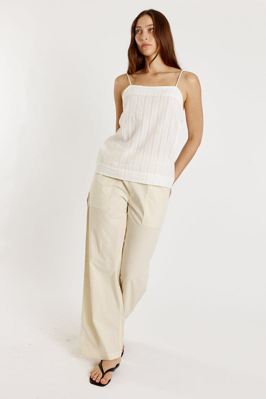 Image of a model wearing Pants. Productname: Giliann Casa Pant Butter in Butter colour by brand - Giliann