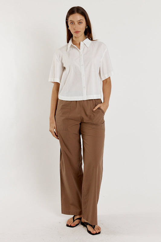 Image of a model wearing Pants. Productname: Giliann Casa Pant Donkey in Donkey colour by brand - Giliann