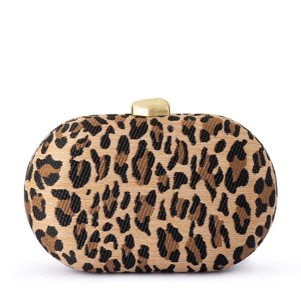 Olga Berg GISELLE Woven Clutch (Leopard)