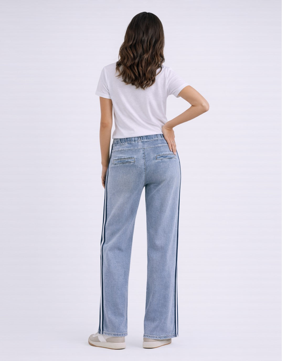 Italian Star Glam Track Jean (Navy Stripe)