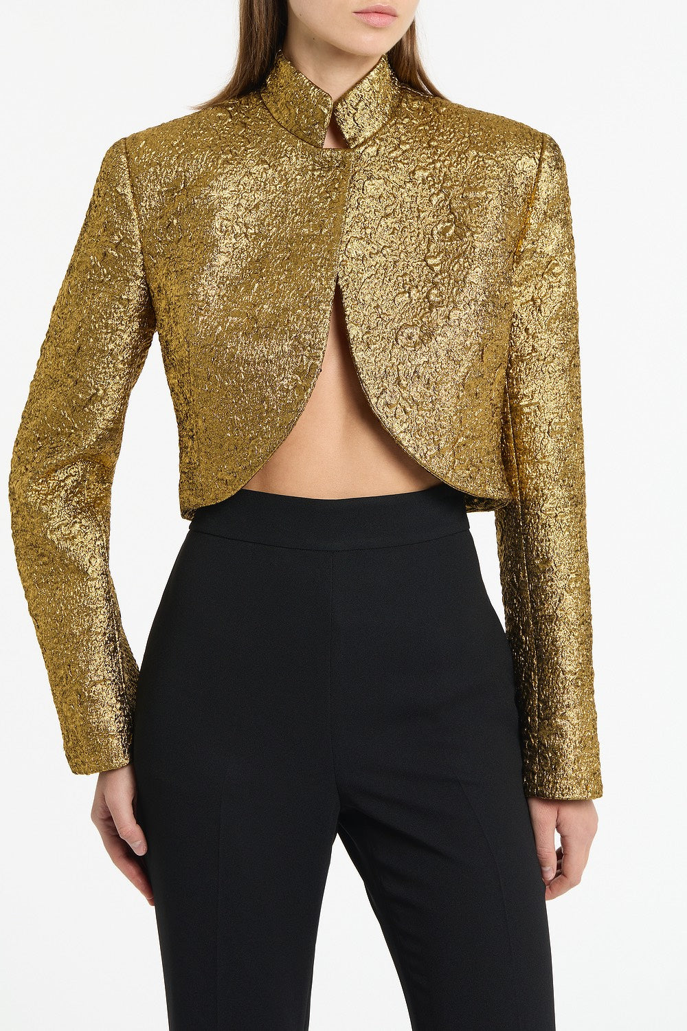 Carla Zampatti Metallic Brocade Crop Jacket (Gold)