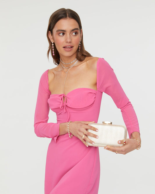 Image of Clutch Bags. Productname: Colette Gold Penelope Hardcase Clutch Bag in Gold colour by brand - Colette