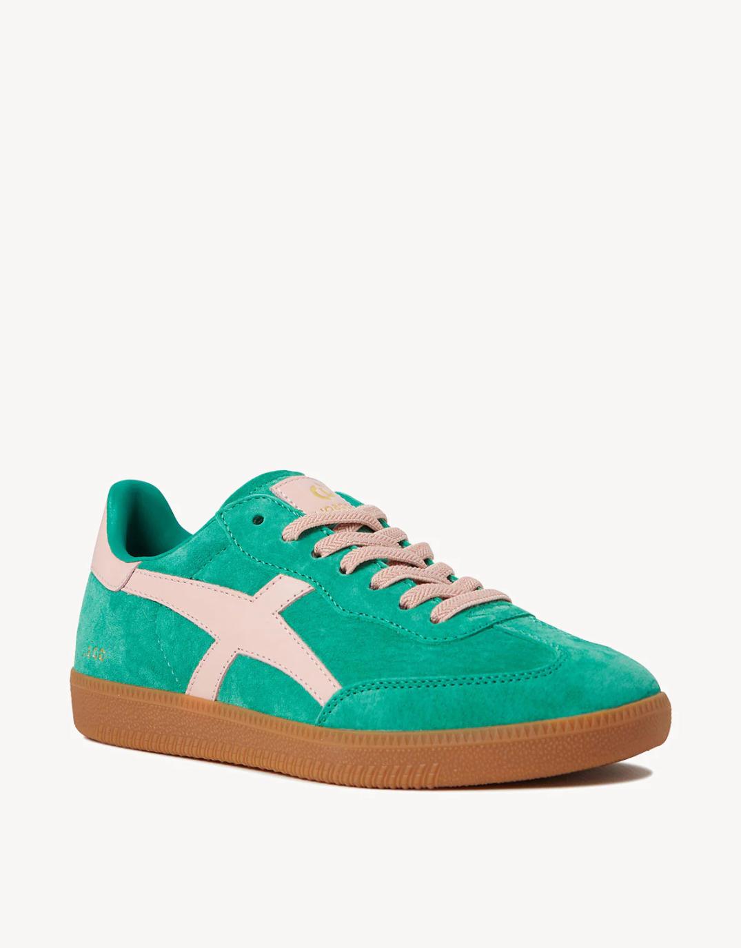 Image of Shoes. Productname: Crossroads Suede Sneakers - in Pine/Pink colour by brand - Goodsole