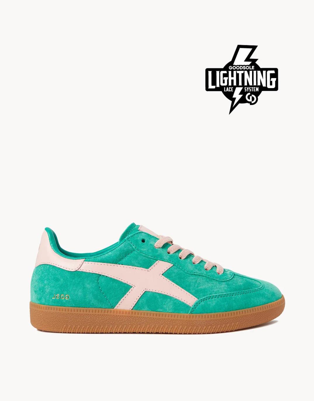 Goodsole Crossroads Suede Sneakers (Pine/Pink)
