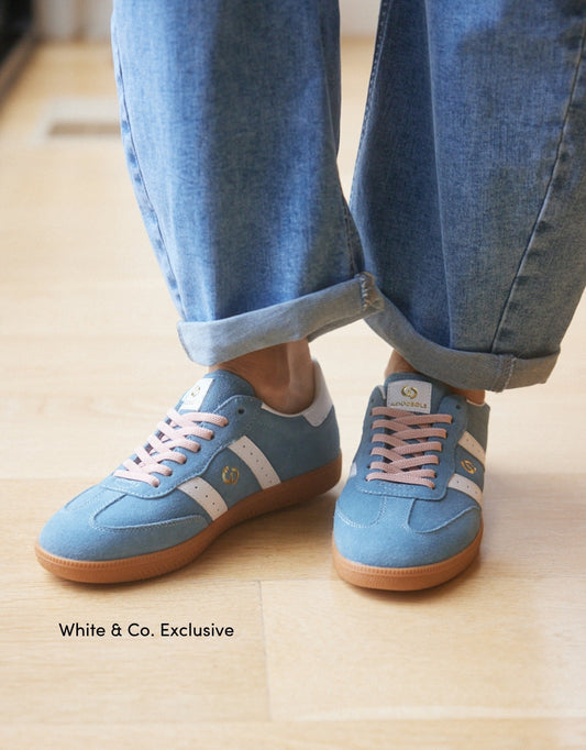 Image of Shoes. Product name - Parallel Suede Sneakers Denim/Pink in Denim/Pink colour by brand - Goodsole
