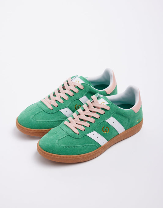 Goodsole Parallel Suede Sneakers (Green/Pink)