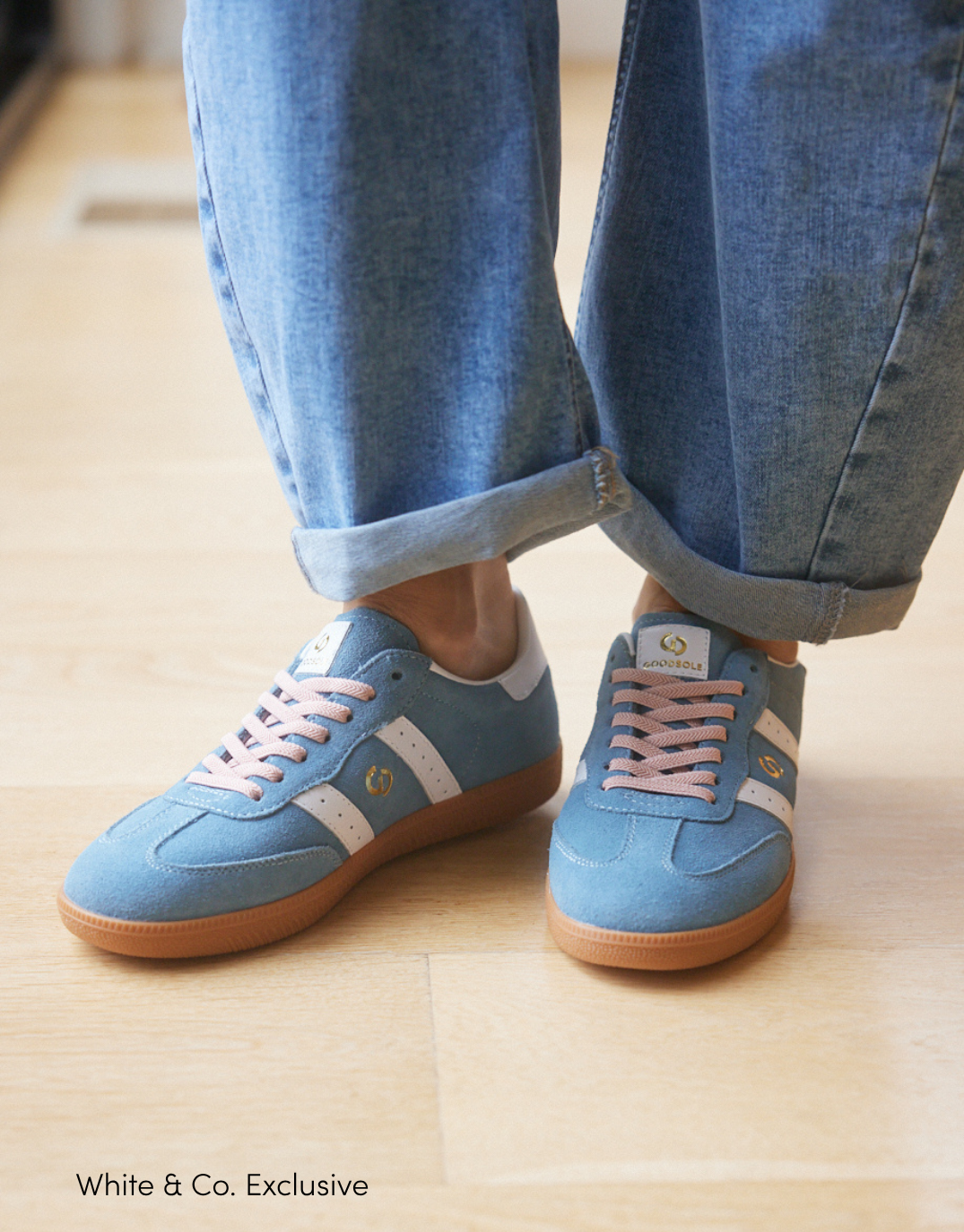 Image of Shoes. Product name - Parallel Suede Sneakers Denim/Pink in Denim/Pink colour by brand - Goodsole