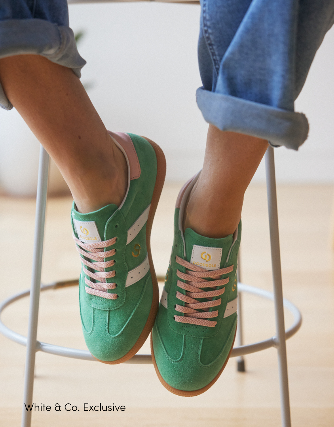 Image of Shoes. Product name - Parallel Suede Sneakers Green/Pink in Green/Pink colour by brand - Goodsole