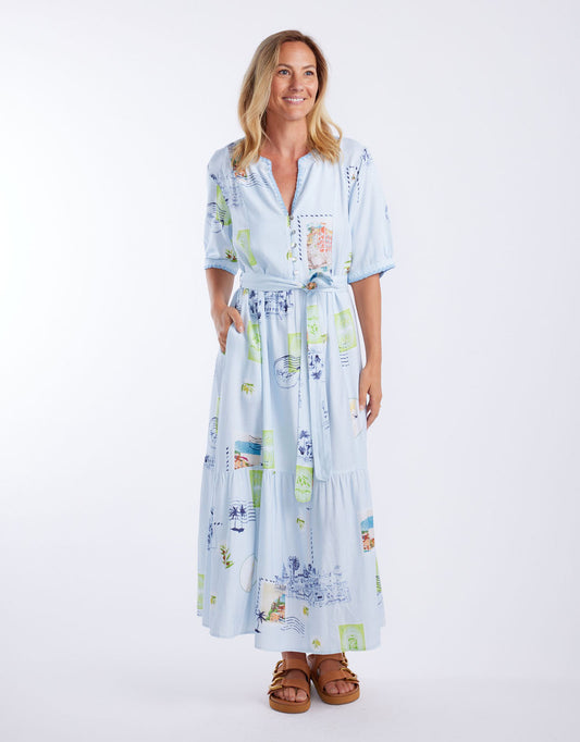 Image of Dresses. Productname: Destination Maxi Dress - in Pale Blue colour by brand - Gordon Smith