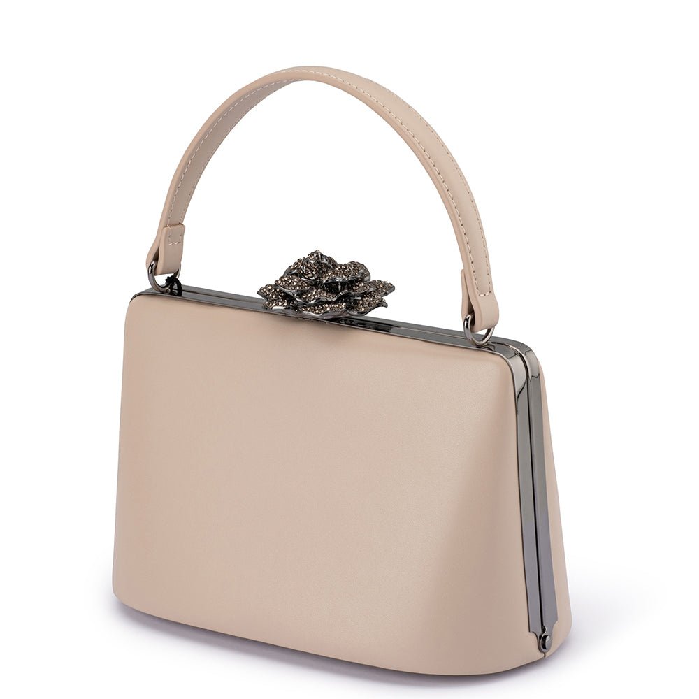 Olga Berg GRACE Embellished Frame Bag (Natural)