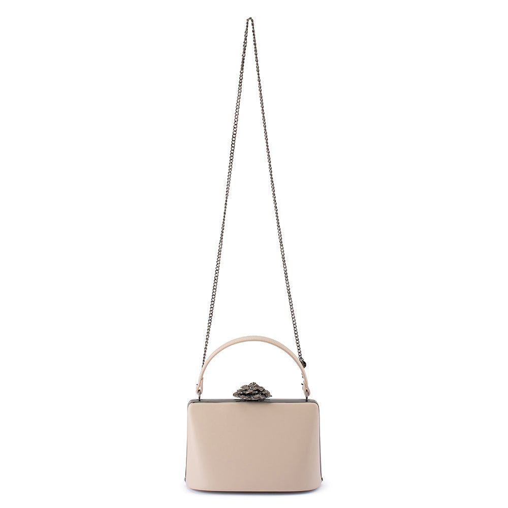 Olga Berg GRACE Embellished Frame Bag (Natural)