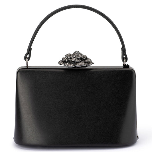 Olga Berg GRACE Embellished Frame Bag (Black)