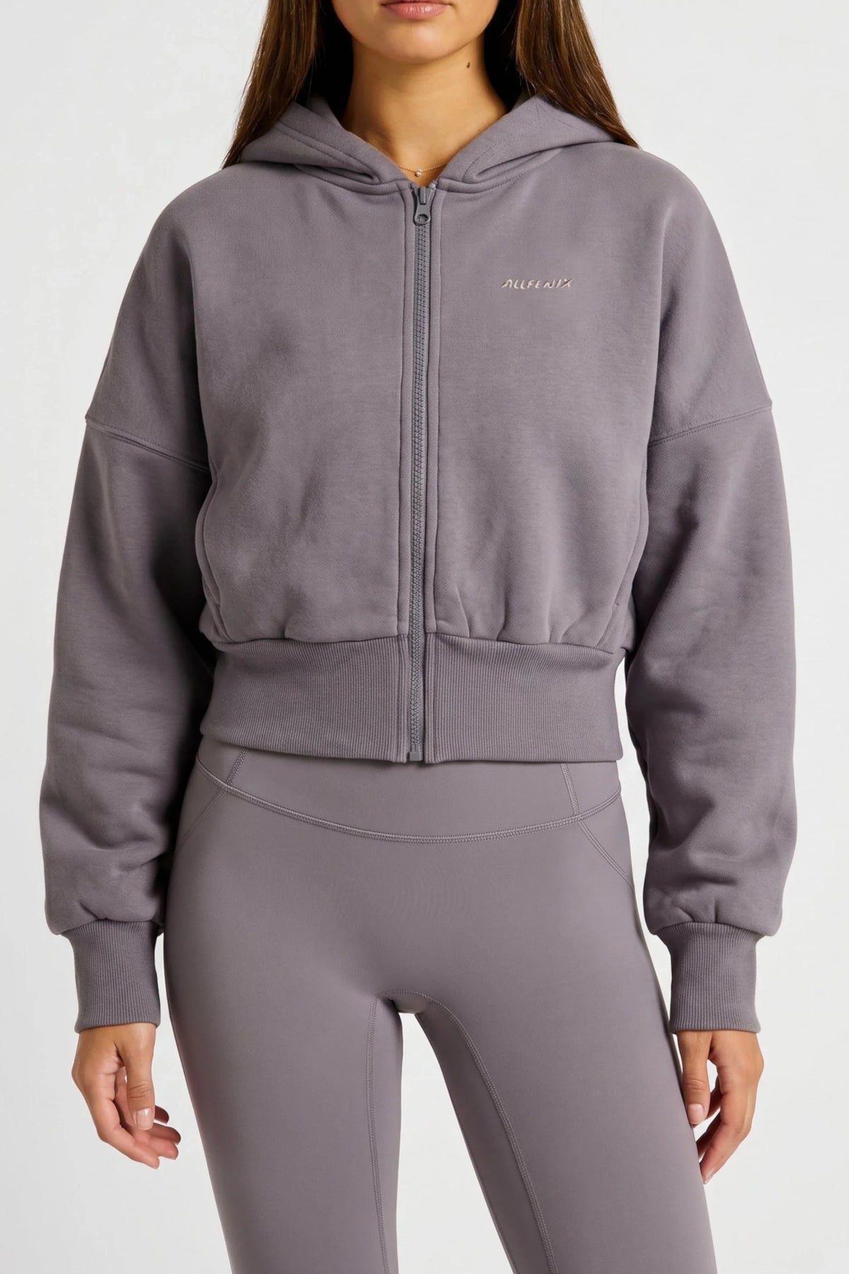 Cropped Zip Hoodie (Gray)