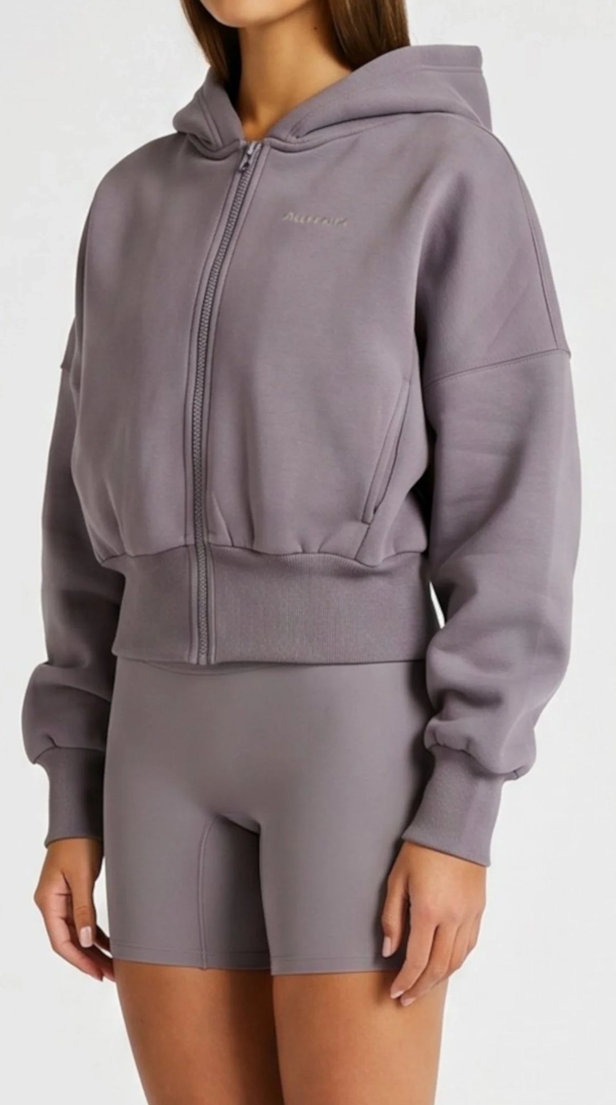 Cropped Zip Hoodie (Gray)
